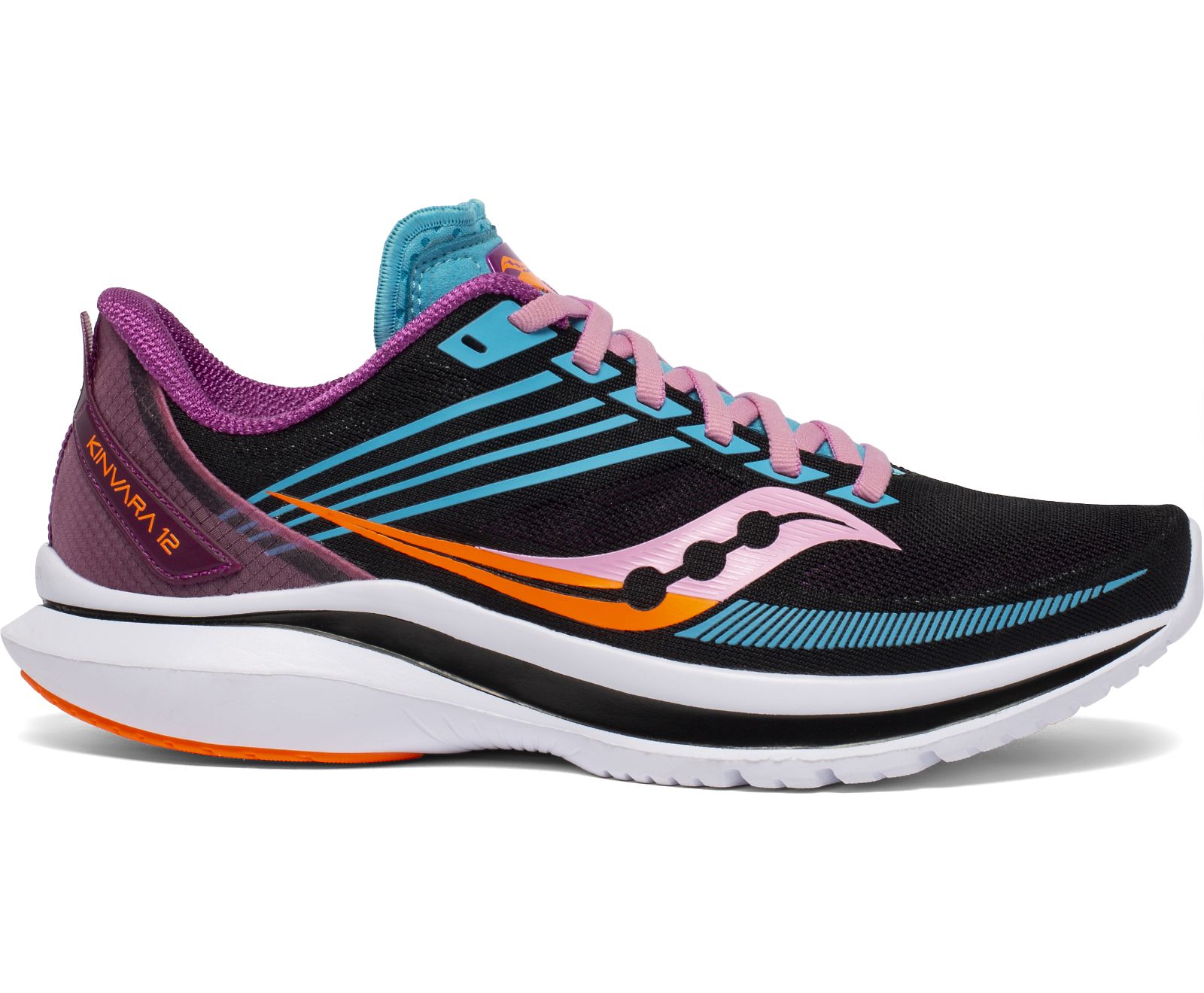 Women's Saucony Kinvara 12 Running Shoes Black / Purple / Orange | Singapore 170FDNM